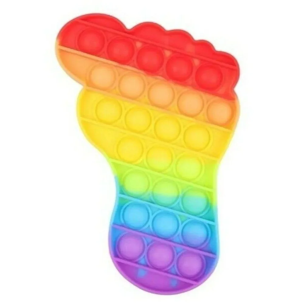 Fidget Toy Big Foot Footprint Push Pop Bubble Rainbow Silicone Sensory